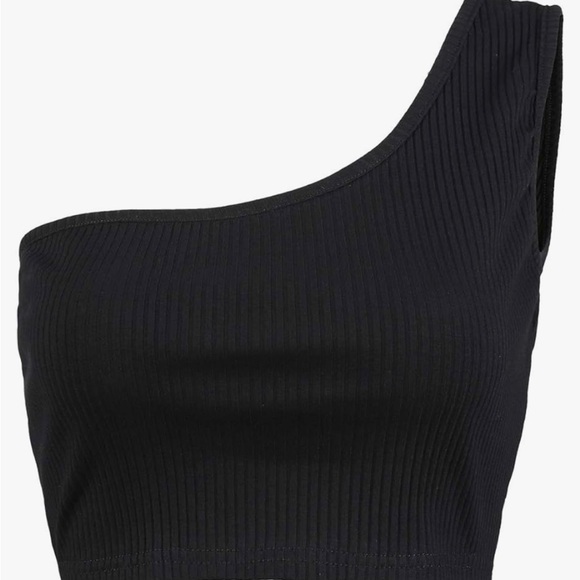 One Shoulder Strappy Tees Basic Crop Tank  Sleeveless Crop Tops - Picture 4 of 5